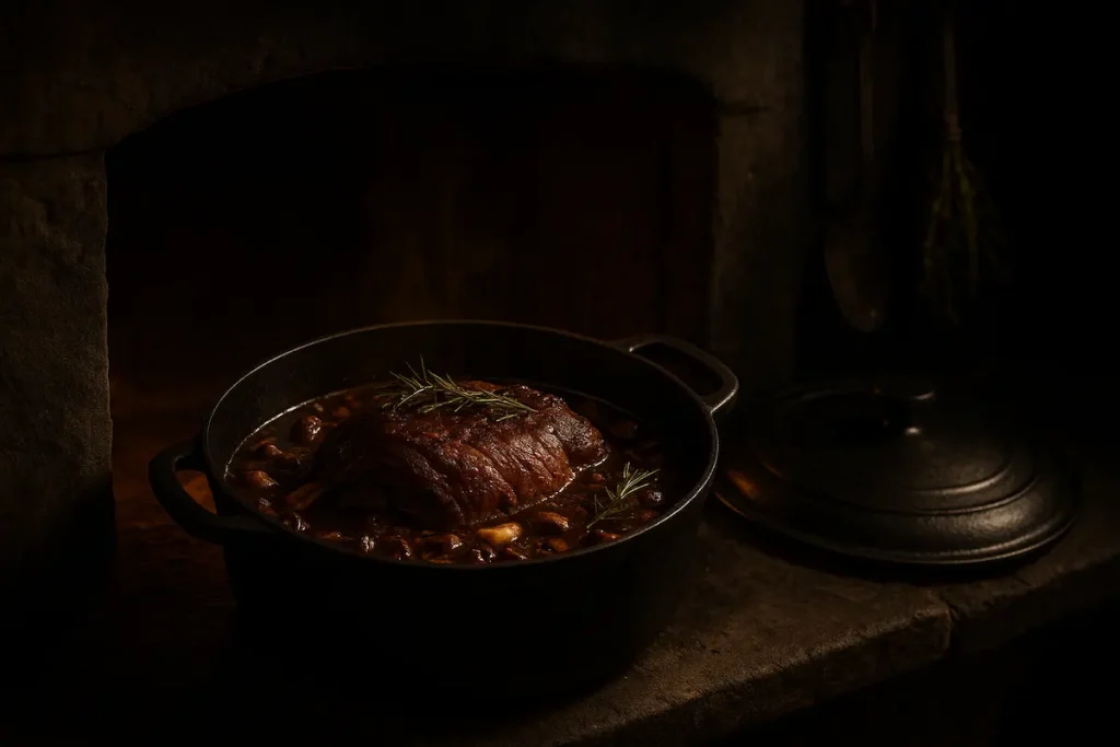 épaule de chevreuil à la cocotte en fonte